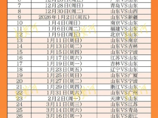 山东高速男篮第三阶段赛程表出炉，全力冲刺季后赛，关键战役不容错过